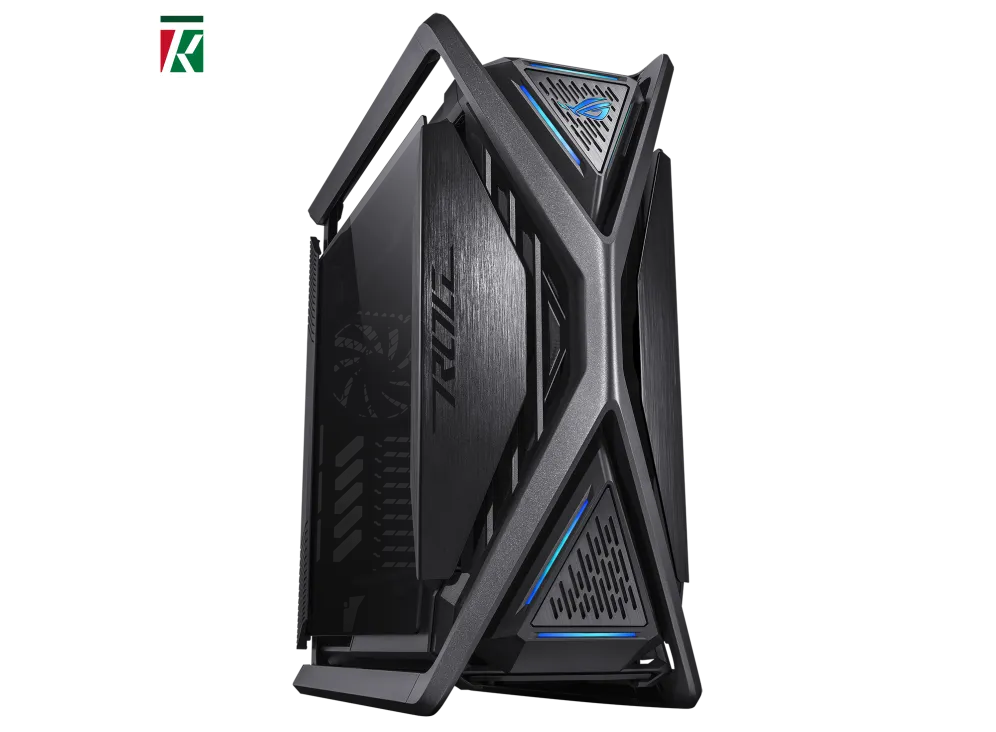 ASUS ROG Hyperion GR701 E-ATX Computer Case – 420mm Dual Radiator Support, 4x 140mm Fans, Metal GPU Holder, Built-in Component Storage, ARGB Fan Hub, 60W Fast Charging