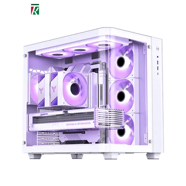 JONSBO TK-3 White One-Piece Curved Glass ATX Case Dual 360mm Support 10 Fans