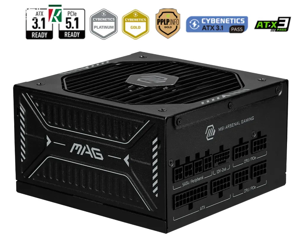MSI MAG A1000GLS PCIe 5.1 1000W 80+ Gold Fully Modular ATX 3.1 Power Supply