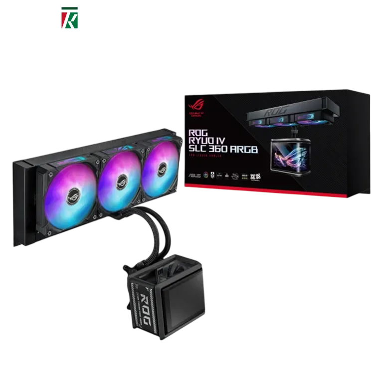 ASUS ROG Ryuo IV SLC 360 ARGB AIO CPU Liquid Cooler 360mm Radiator LCD Display Aura Sync High Performance