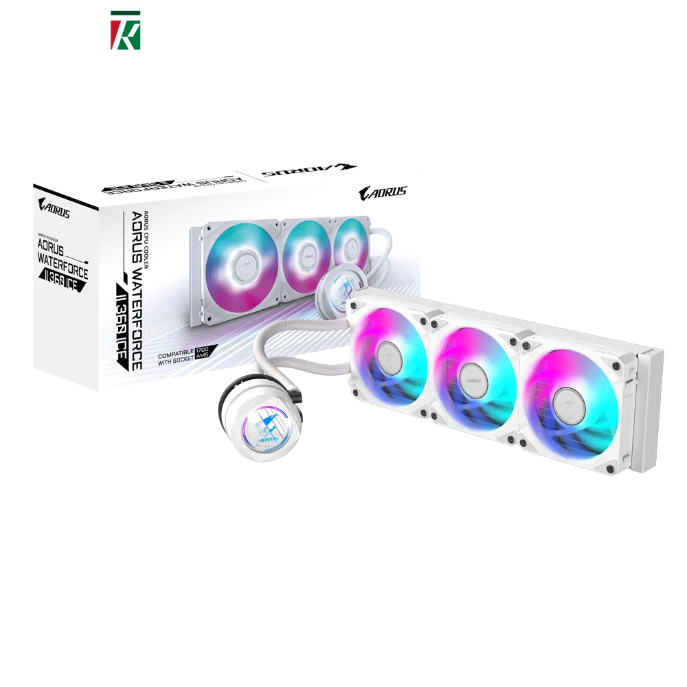 GIGABYTE AORUS WATERFORCE II 360 ICE ARGB AIO Liquid CPU Cooler – 360mm, White, AM5/Intel, High Performance Cooling