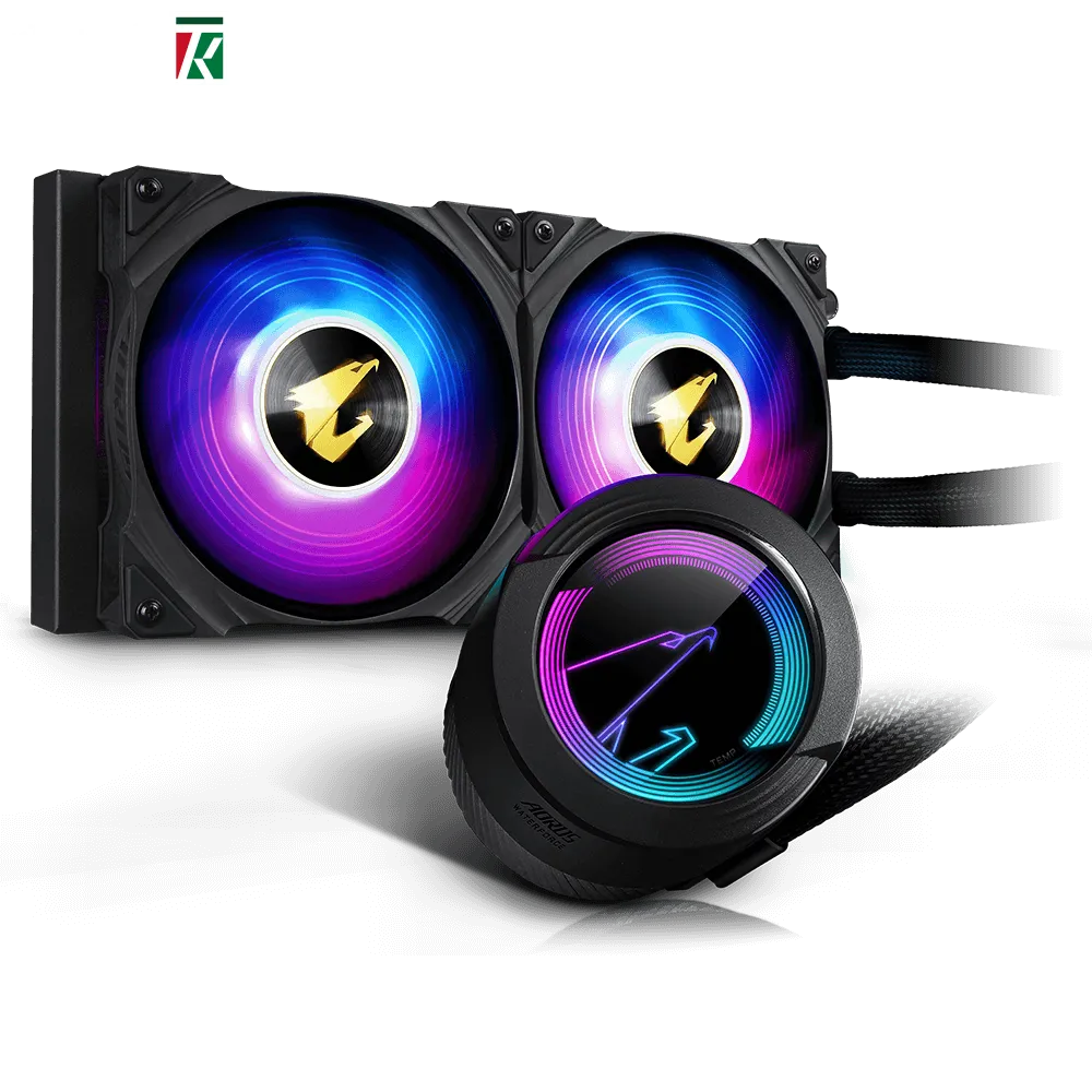 GIGABYTE AORUS WATERFORCE 240 ARGB AIO Liquid CPU Cooler with LCD Display – 240mm, AM5/Intel