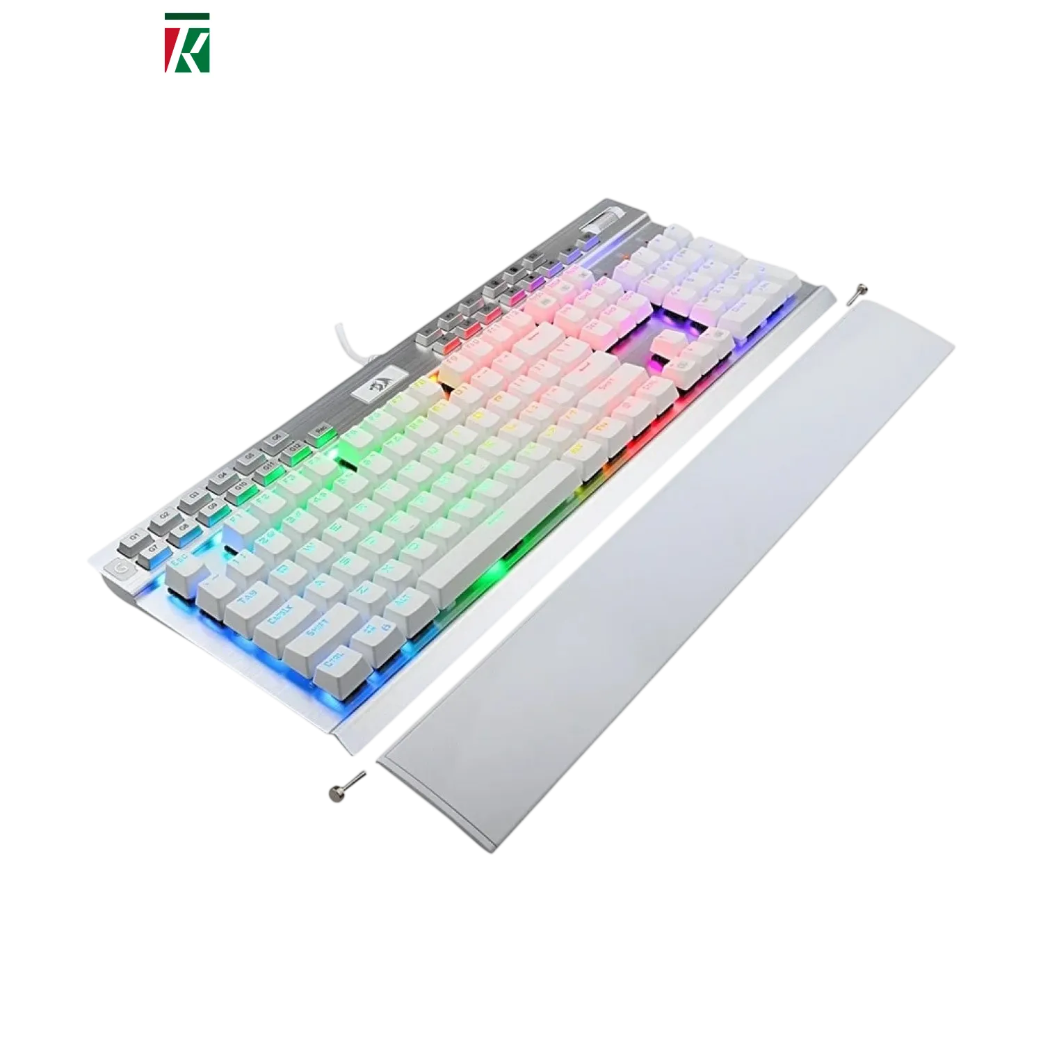 Redragon K550 RGB Yama Mechanical Gaming Keyboard – Red Switch, White, Macro Keys, Wrist Rest