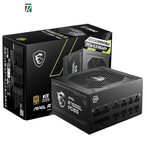 MSI MAG A750GL PCIE 5 & ATX 3.0 Gaming Power Supply - Full Modular - 80 Plus Gold Certified 750W - Compact Size - ATX PSU