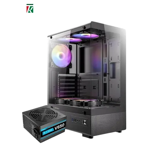 Antec VCX300 Mid Tower Case with 5 ARGB Fans + Antec Atom V650 PSU