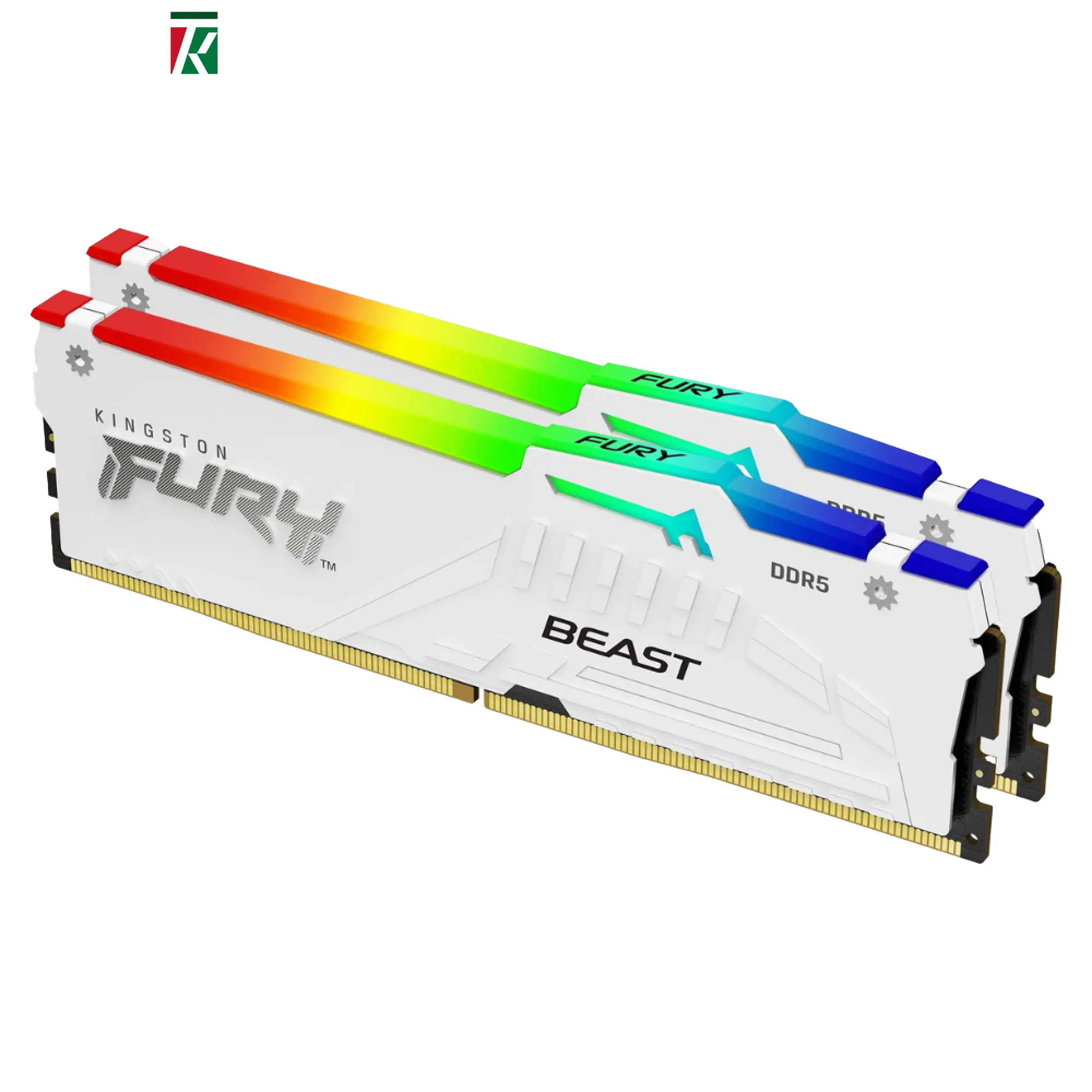Kingston FURY Beast RGB White DDR5 RAM 64GB (2×32GB) 6000MHz CL36 UDIMM Desktop Gaming Memory – AMD EXPO