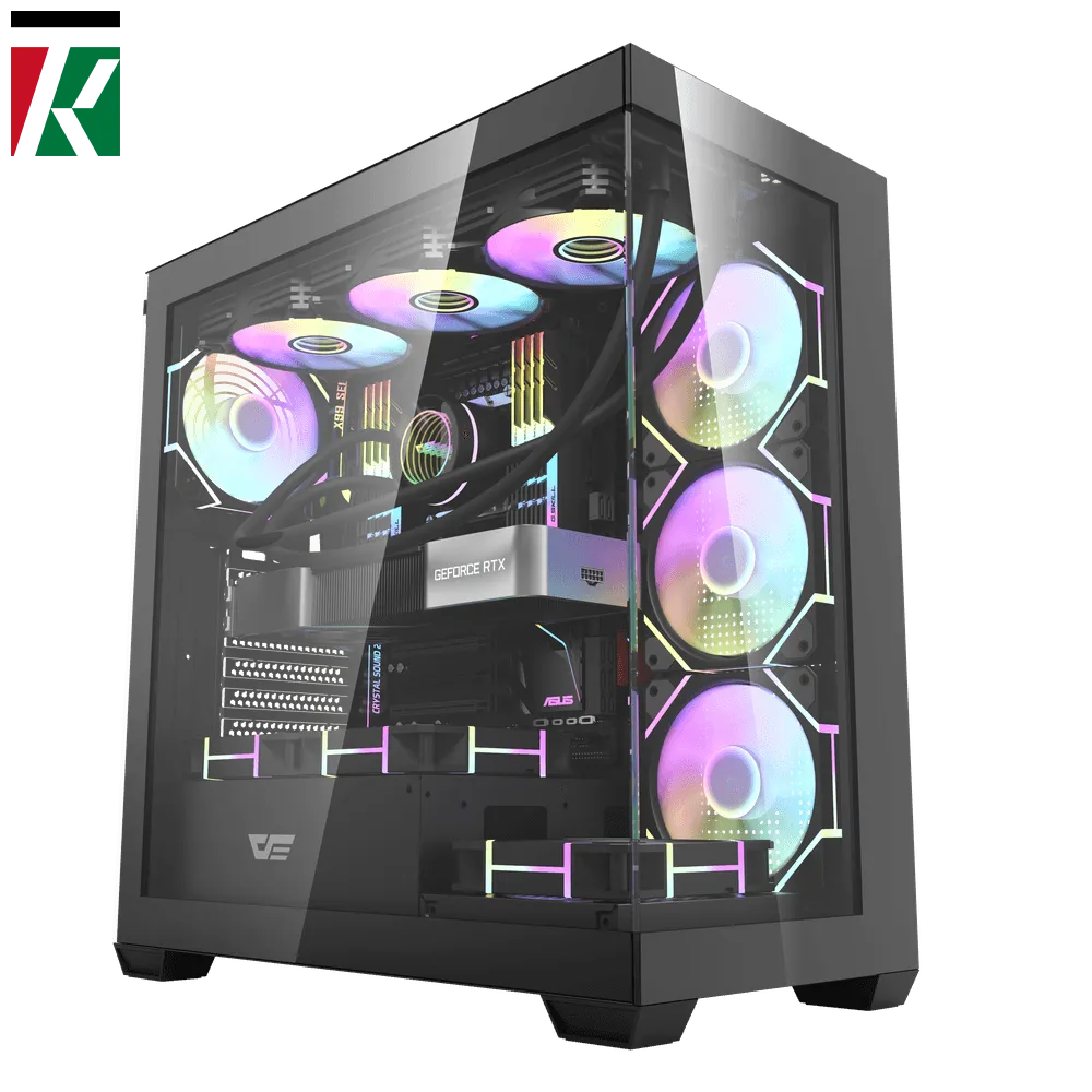 DarkFlash DS900 ATX PC Case + PSU 750W 80 PLUS BRONZE - Tempered Glass Side Panel, High Airflow Gaming Tower