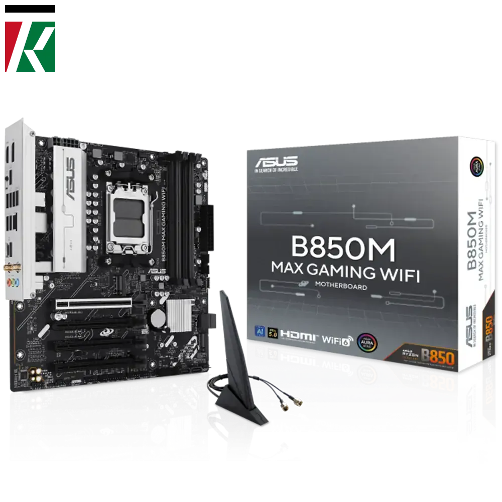 ASUS B850M MAX GAMING WIFI mATX AM5 Socket, DDR5 8000+ OC, PCIe 5.0, and Integrated WiFi 6