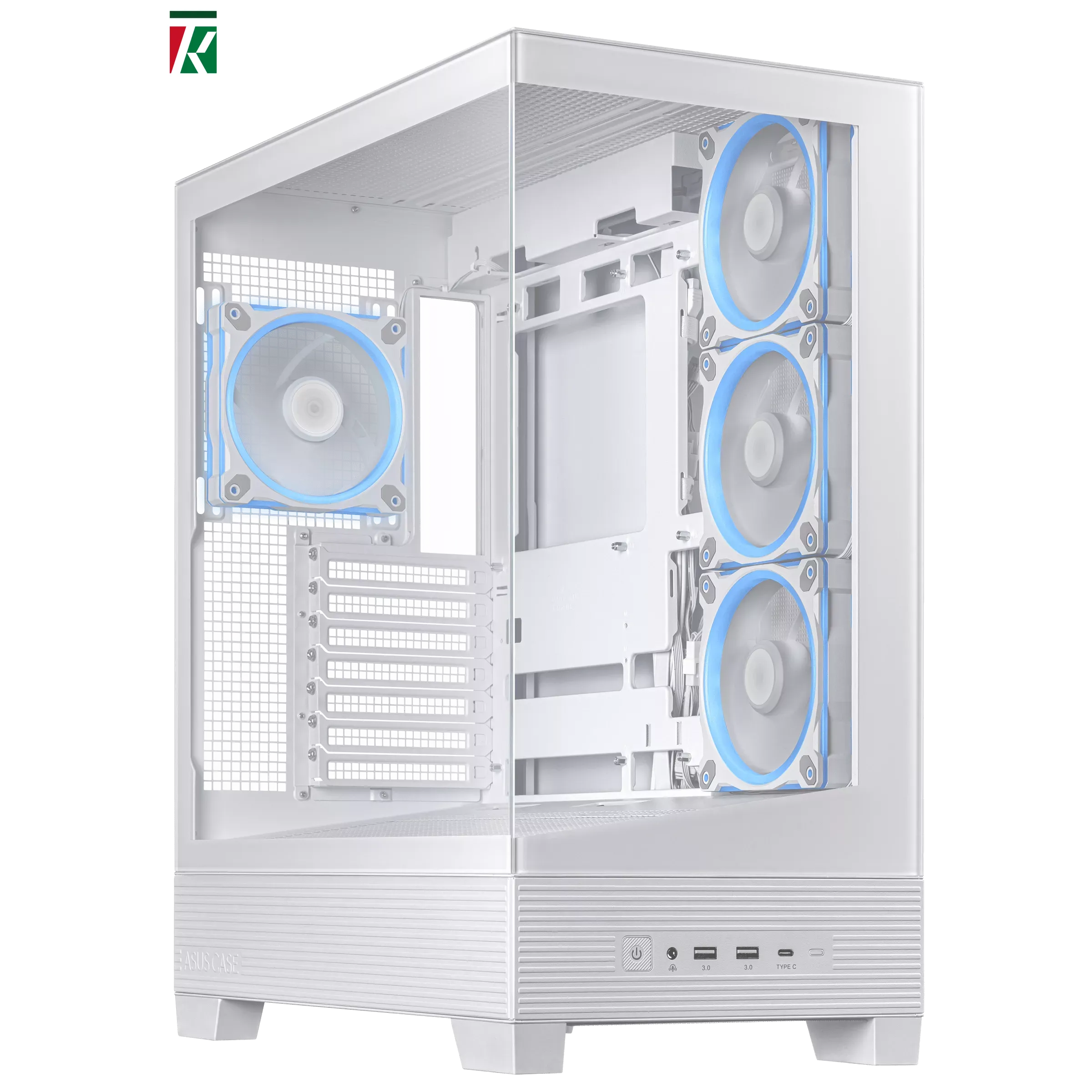 ASUS A31 PLUS ATX Mid-Tower Case White – Tempered Glass Front & Side Panels, 4x 120mm ARGB Fans, 360mm Radiator & 380mm GPU Support, USB 3.2 Gen2x2 Type-C